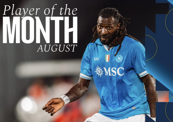 容新策略 打入制胜进球，官方：安古伊萨当选那不勒斯8月最佳球员